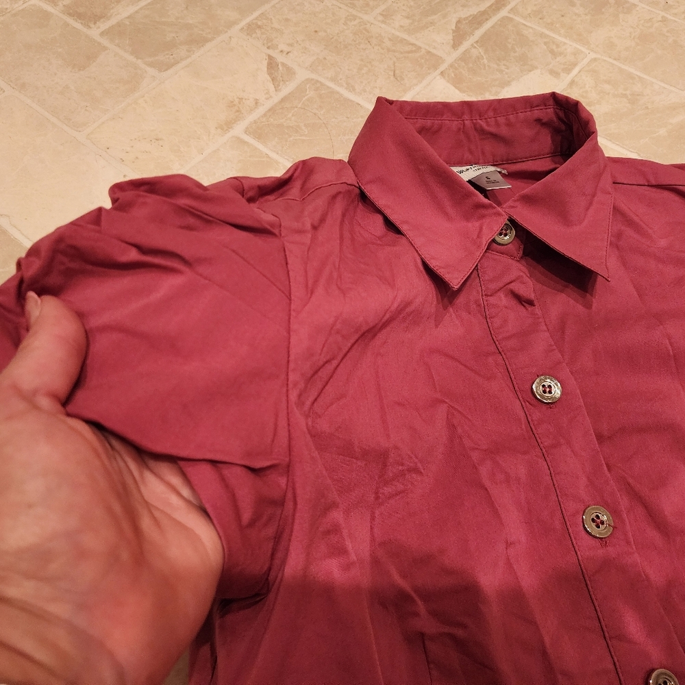 Worthington Women's Burgundy Button-Up Shirt Small - Picture 3 of 8